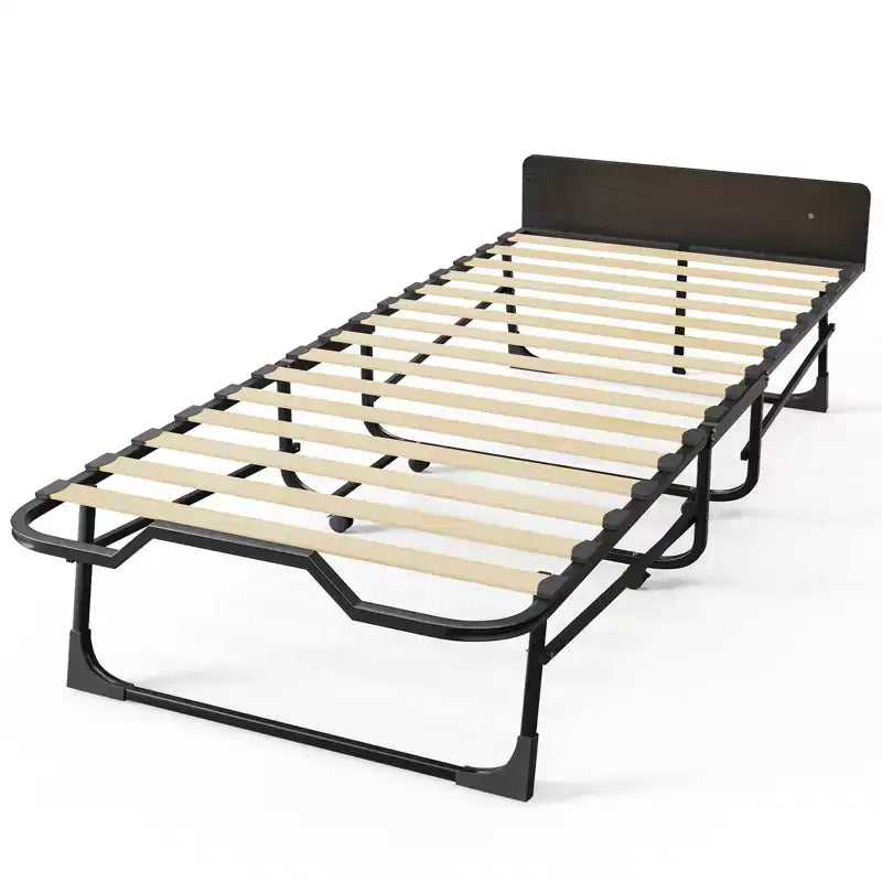 Mjkone Letto Pieghevole per Adulti con Materasso in Memory Foam Rete a Doghe in Legno,Con copertura antipolvere,75*32