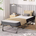 Mjkone Letto Pieghevole per Adulti con Materasso in Memory Foam Rete a Doghe in Legno,Con copertura antipolvere,75*32