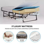 Mjkone Letto Pieghevole per Adulti con Materasso in Memory Foam Rete a Doghe in Legno,Con copertura antipolvere,75*32