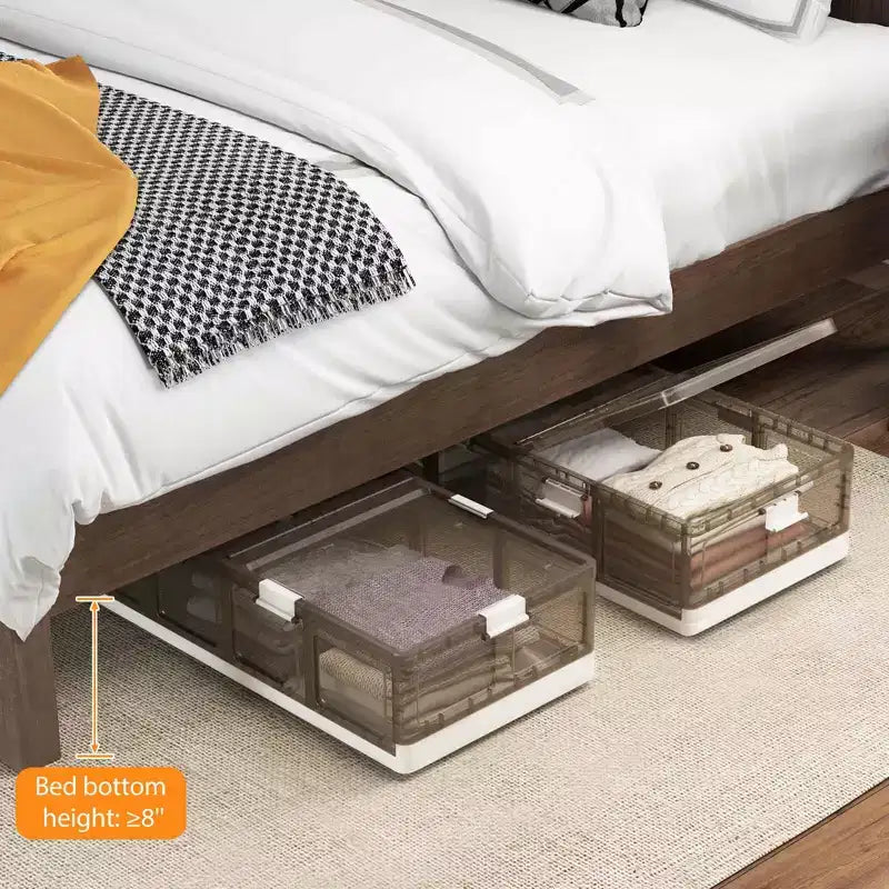 Costway Confezione da 2/4 contenitori per letto da 100 litri con ruote e doppio coperchio apribile