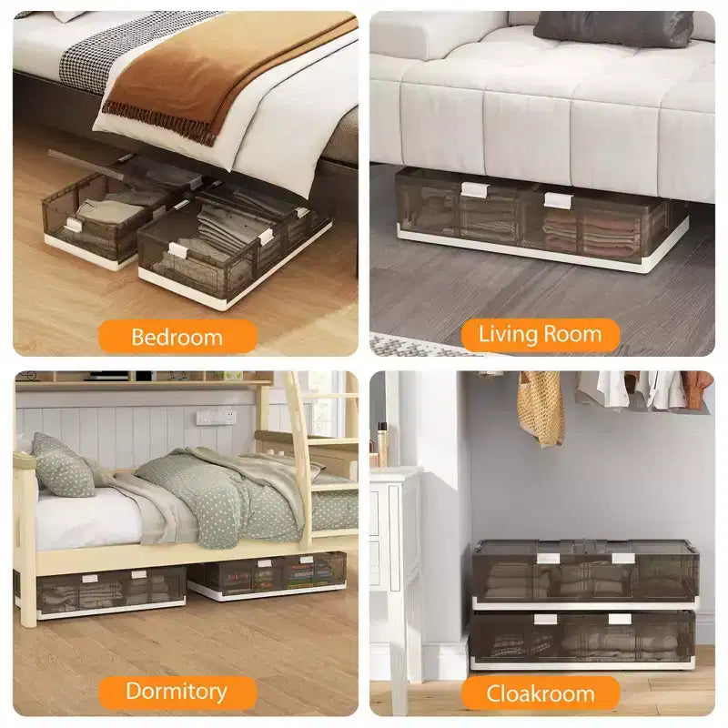 Costway Confezione da 2/4 contenitori per letto da 100 litri con ruote e doppio coperchio apribile