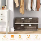Costway Confezione da 2/4 contenitori per letto da 100 litri con ruote e doppio coperchio apribile