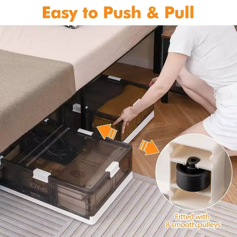 Costway Confezione da 2/4 contenitori per letto da 100 litri con ruote e doppio coperchio apribile