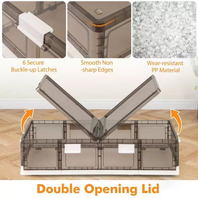 Costway Confezione da 2/4 contenitori per letto da 100 litri con ruote e doppio coperchio apribile