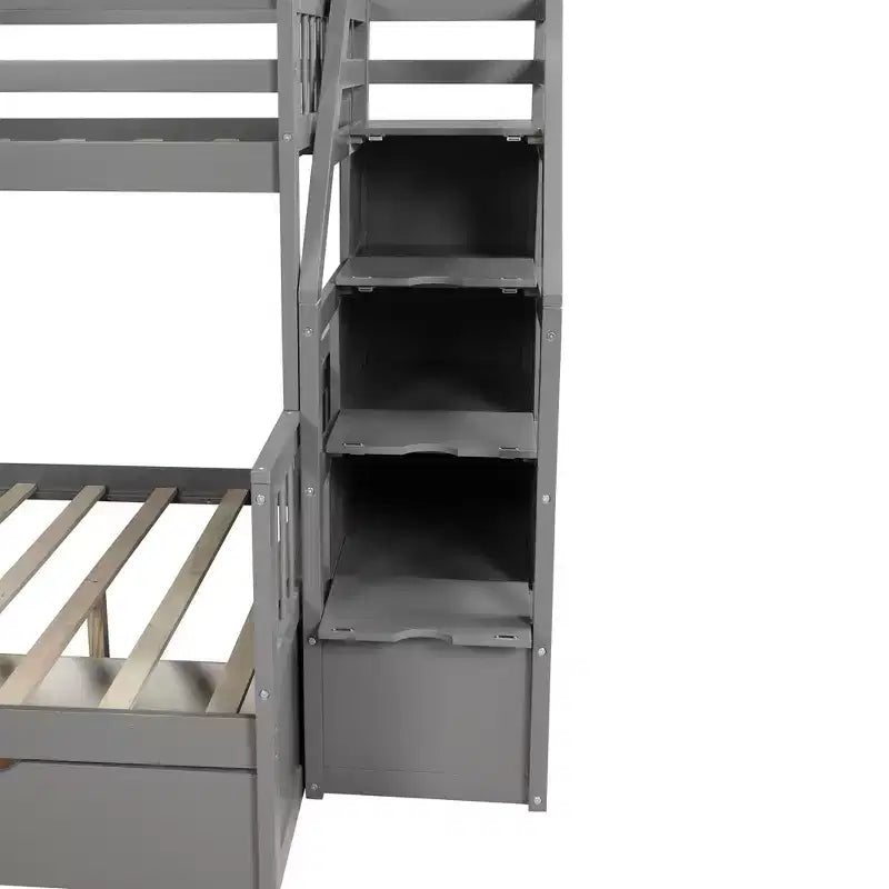 Letto a castello Whisen Twin over Full con cassetti, contenitore e scivolo, multifunzione