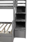 Letto a castello Whisen Twin over Full con cassetti, contenitore e scivolo, multifunzione