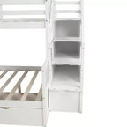 Letto a castello Whisen Twin over Full con cassetti, contenitore e scivolo, multifunzione