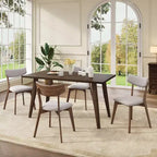 GDFStudio Willis Sedie da pranzo rivestite in legno di gomma (Set di 4)