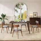 GDFStudio Willis Sedie da pranzo rivestite in legno di gomma (Set di 4)