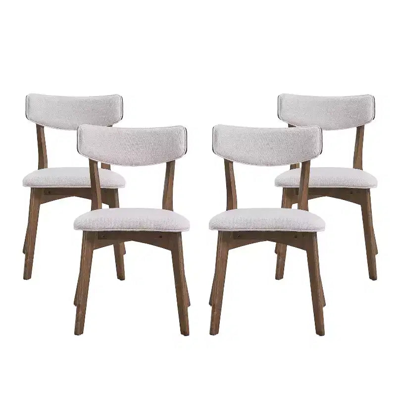 GDFStudio Willis Sedie da pranzo rivestite in legno di gomma (Set di 4)