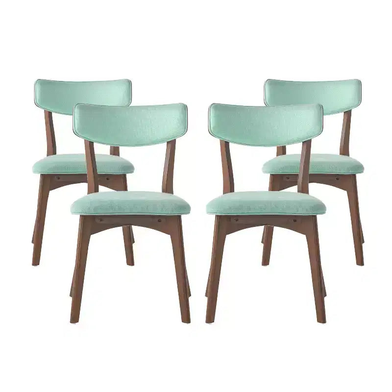 GDFStudio Willis Sedie da pranzo rivestite in legno di gomma (Set di 4)