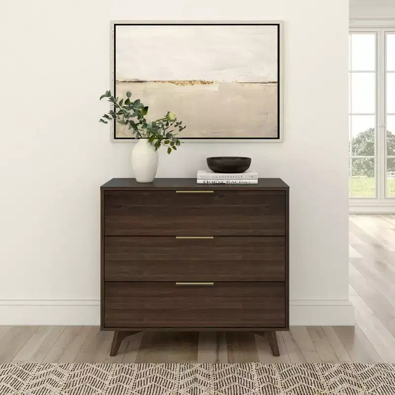 Cassettiera a 3 cassetti Plank+Beam con maniglia in ottone