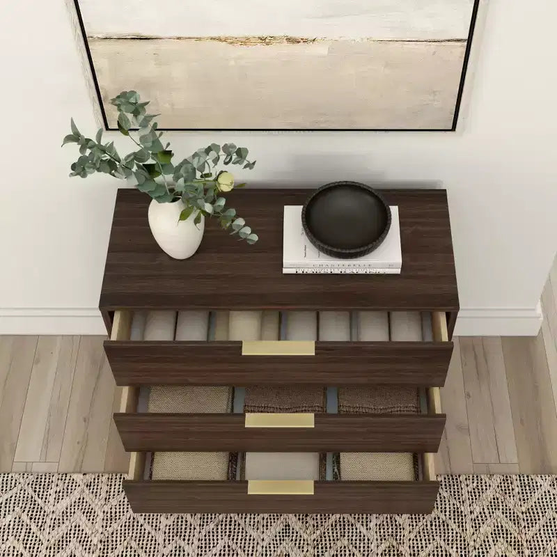 Cassettiera a 3 cassetti Plank+Beam con maniglia in ottone