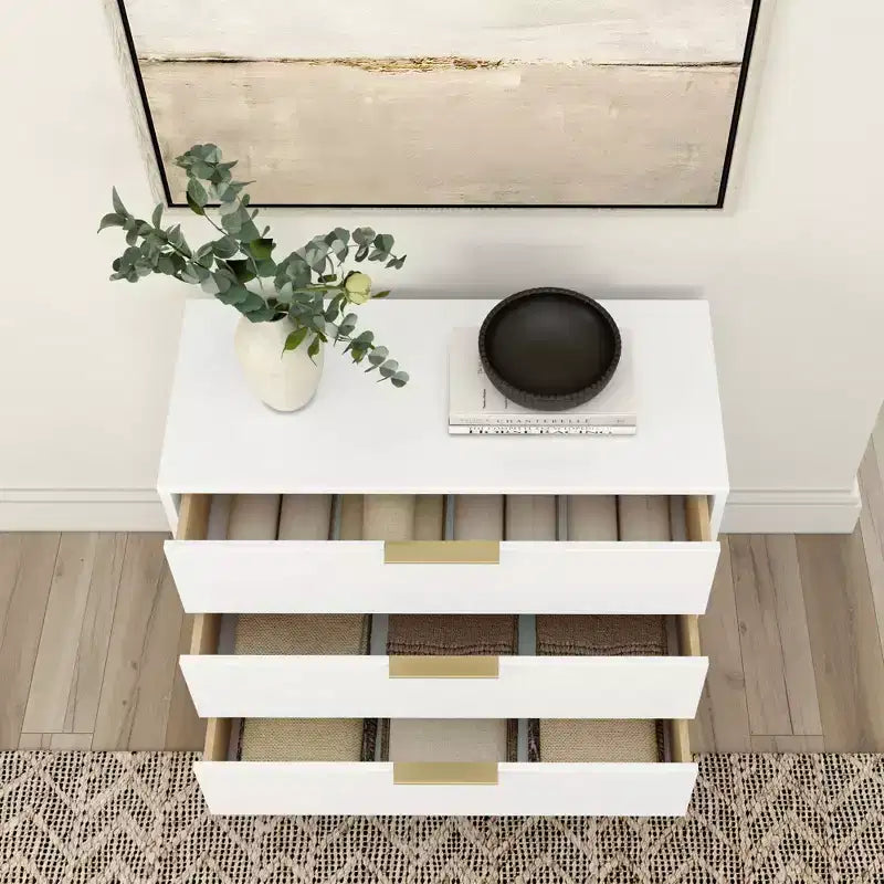 Cassettiera a 3 cassetti Plank+Beam con maniglia in ottone