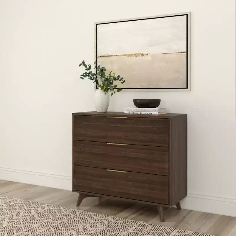 Cassettiera a 3 cassetti Plank+Beam con maniglia in ottone