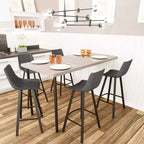 Sgabello da bar LeisureMod Elland con rivestimento in pelle - Sgabello moderno ad altezza bancone con gambe e poggiapiedi in ferro per cucina, bar e pub, set da 2