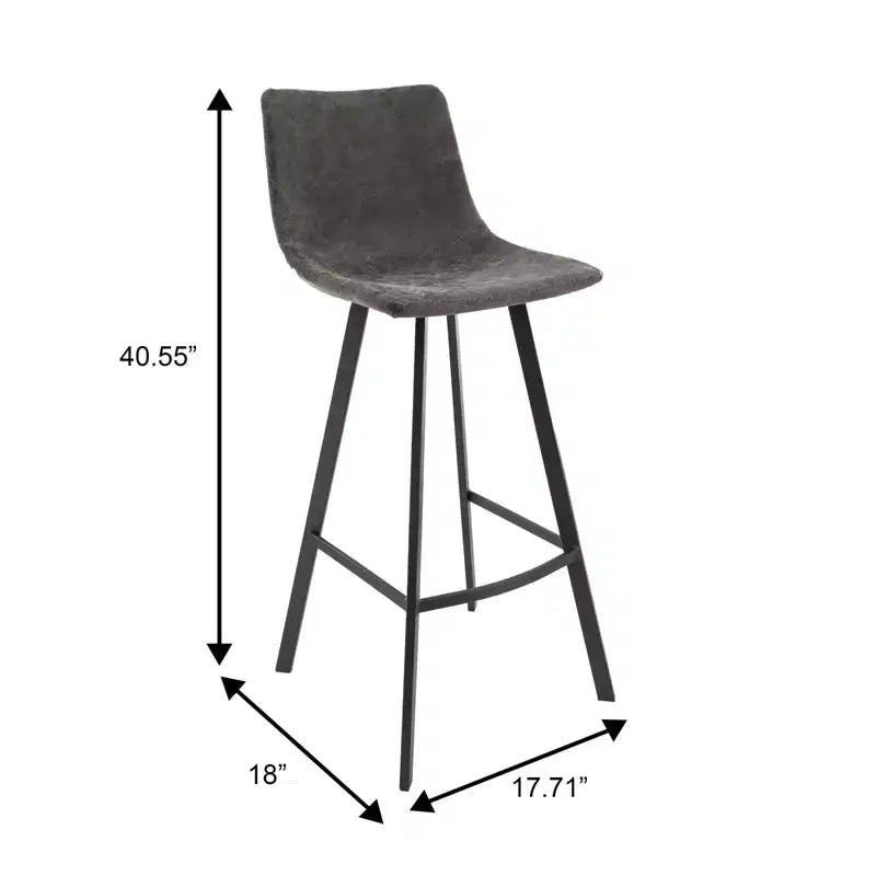 Sgabello da bar LeisureMod Elland con rivestimento in pelle - Sgabello moderno ad altezza bancone con gambe e poggiapiedi in ferro per cucina, bar e pub, set da 2