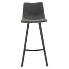 Sgabello da bar LeisureMod Elland con rivestimento in pelle - Sgabello moderno ad altezza bancone con gambe e poggiapiedi in ferro per cucina, bar e pub, set da 2