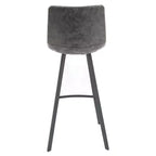 Sgabello da bar LeisureMod Elland con rivestimento in pelle - Sgabello moderno ad altezza bancone con gambe e poggiapiedi in ferro per cucina, bar e pub, set da 2