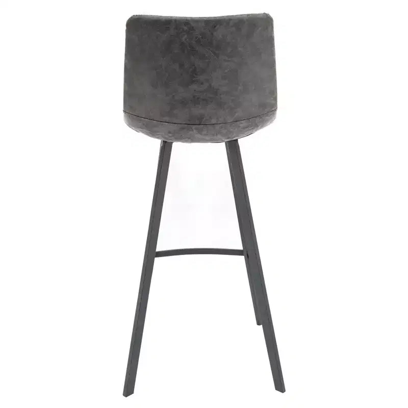 Sgabello da bar LeisureMod Elland con rivestimento in pelle - Sgabello moderno ad altezza bancone con gambe e poggiapiedi in ferro per cucina, bar e pub, set da 2