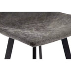 Sgabello da bar LeisureMod Elland con rivestimento in pelle - Sgabello moderno ad altezza bancone con gambe e poggiapiedi in ferro per cucina, bar e pub, set da 2
