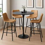 Sgabello da bar LeisureMod Elland con rivestimento in pelle - Sgabello moderno ad altezza bancone con gambe e poggiapiedi in ferro per cucina, bar e pub, set da 2