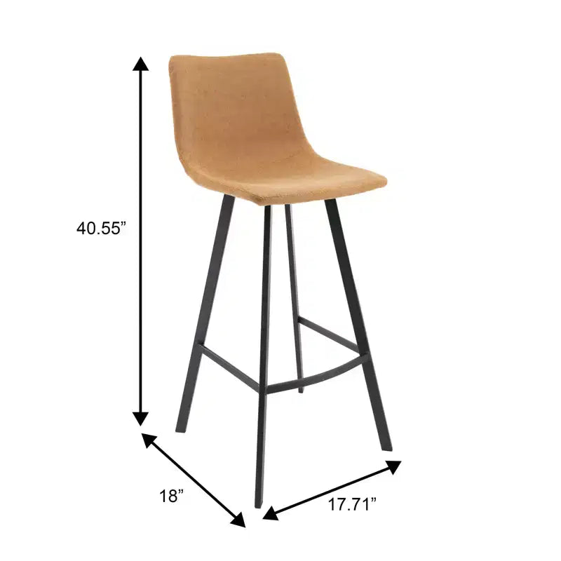 Sgabello da bar LeisureMod Elland con rivestimento in pelle - Sgabello moderno ad altezza bancone con gambe e poggiapiedi in ferro per cucina, bar e pub, set da 2