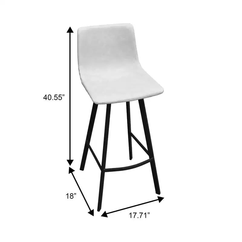 Sgabello da bar LeisureMod Elland con rivestimento in pelle - Sgabello moderno ad altezza bancone con gambe e poggiapiedi in ferro per cucina, bar e pub, set da 2