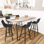 Sgabello da bar LeisureMod Elland con rivestimento in pelle - Sgabello moderno ad altezza bancone con gambe e poggiapiedi in ferro per cucina, bar e pub, set da 2