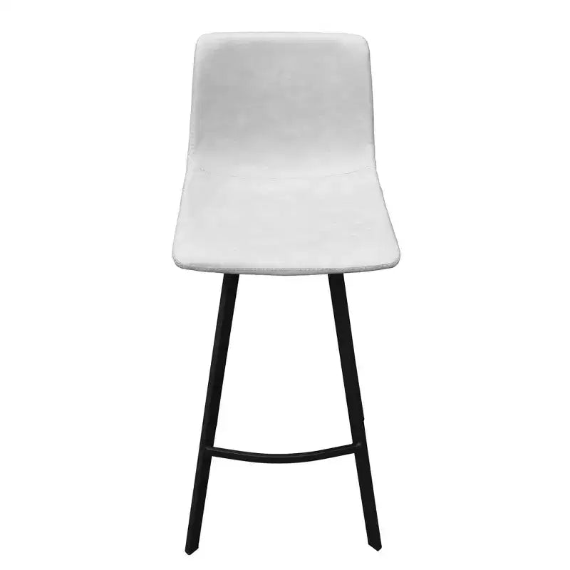 Sgabello da bar LeisureMod Elland con rivestimento in pelle - Sgabello moderno ad altezza bancone con gambe e poggiapiedi in ferro per cucina, bar e pub, set da 2