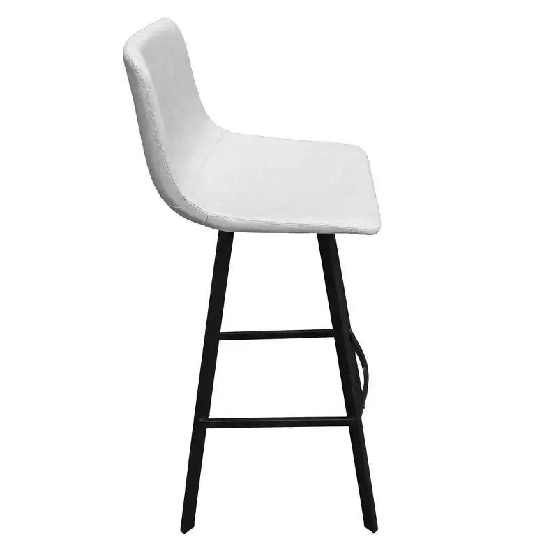 Sgabello da bar LeisureMod Elland con rivestimento in pelle - Sgabello moderno ad altezza bancone con gambe e poggiapiedi in ferro per cucina, bar e pub, set da 2