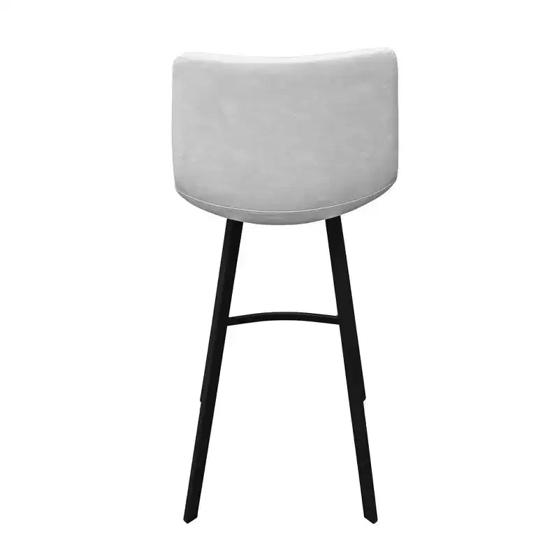 Sgabello da bar LeisureMod Elland con rivestimento in pelle - Sgabello moderno ad altezza bancone con gambe e poggiapiedi in ferro per cucina, bar e pub, set da 2