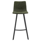 Sgabello da bar LeisureMod Elland con rivestimento in pelle - Sgabello moderno ad altezza bancone con gambe e poggiapiedi in ferro per cucina, bar e pub, set da 2