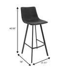 Sgabello da bar LeisureMod Elland con rivestimento in pelle - Sgabello moderno ad altezza bancone con gambe e poggiapiedi in ferro per cucina, bar e pub, set da 2