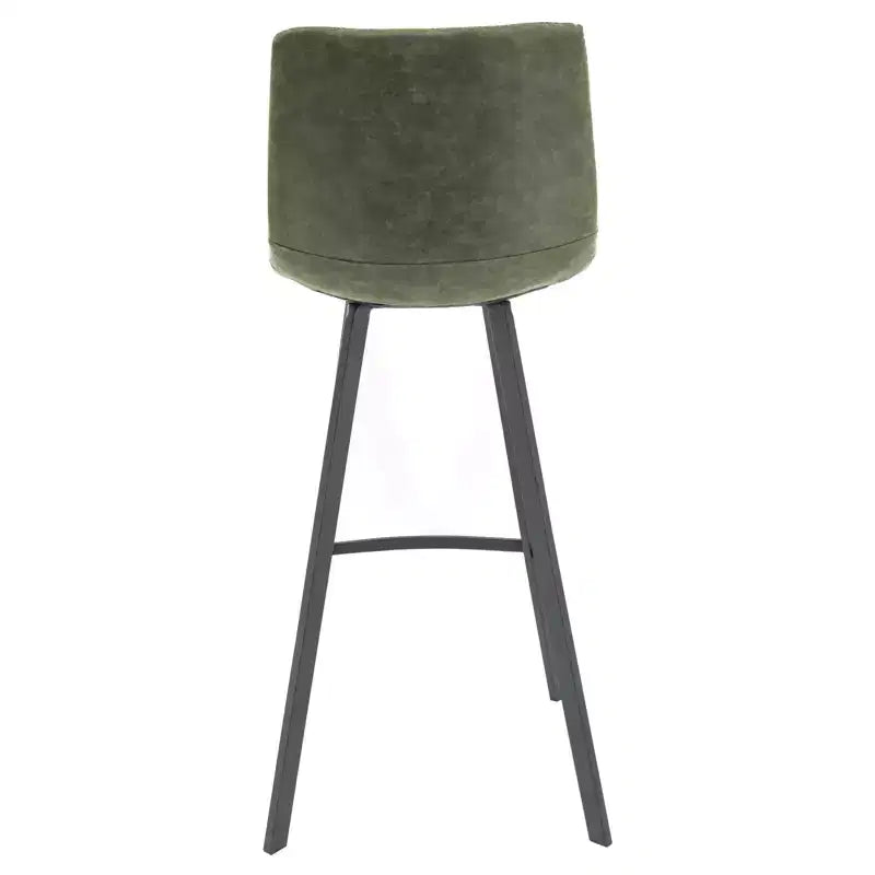 Sgabello da bar LeisureMod Elland con rivestimento in pelle - Sgabello moderno ad altezza bancone con gambe e poggiapiedi in ferro per cucina, bar e pub, set da 2