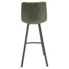 Sgabello da bar LeisureMod Elland con rivestimento in pelle - Sgabello moderno ad altezza bancone con gambe e poggiapiedi in ferro per cucina, bar e pub, set da 2