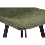 Sgabello da bar LeisureMod Elland con rivestimento in pelle - Sgabello moderno ad altezza bancone con gambe e poggiapiedi in ferro per cucina, bar e pub, set da 2