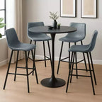 Sgabello da bar LeisureMod Elland con rivestimento in pelle - Sgabello moderno ad altezza bancone con gambe e poggiapiedi in ferro per cucina, bar e pub, set da 2