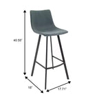 Sgabello da bar LeisureMod Elland con rivestimento in pelle - Sgabello moderno ad altezza bancone con gambe e poggiapiedi in ferro per cucina, bar e pub, set da 2