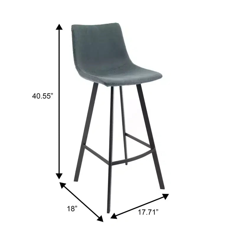 Sgabello da bar LeisureMod Elland con rivestimento in pelle - Sgabello moderno ad altezza bancone con gambe e poggiapiedi in ferro per cucina, bar e pub, set da 2