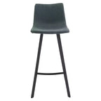 Sgabello da bar LeisureMod Elland con rivestimento in pelle - Sgabello moderno ad altezza bancone con gambe e poggiapiedi in ferro per cucina, bar e pub, set da 2