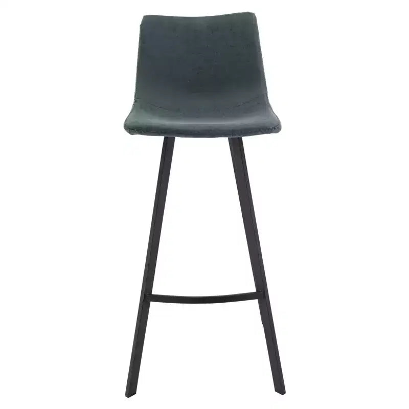 Sgabello da bar LeisureMod Elland con rivestimento in pelle - Sgabello moderno ad altezza bancone con gambe e poggiapiedi in ferro per cucina, bar e pub, set da 2