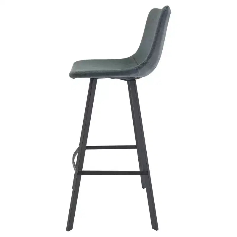 Sgabello da bar LeisureMod Elland con rivestimento in pelle - Sgabello moderno ad altezza bancone con gambe e poggiapiedi in ferro per cucina, bar e pub, set da 2
