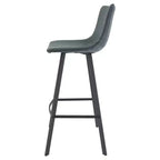 Sgabello da bar LeisureMod Elland con rivestimento in pelle - Sgabello moderno ad altezza bancone con gambe e poggiapiedi in ferro per cucina, bar e pub, set da 2
