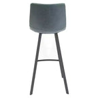 Sgabello da bar LeisureMod Elland con rivestimento in pelle - Sgabello moderno ad altezza bancone con gambe e poggiapiedi in ferro per cucina, bar e pub, set da 2