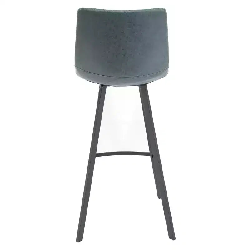 Sgabello da bar LeisureMod Elland con rivestimento in pelle - Sgabello moderno ad altezza bancone con gambe e poggiapiedi in ferro per cucina, bar e pub, set da 2