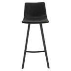 Sgabello da bar LeisureMod Elland con rivestimento in pelle - Sgabello moderno ad altezza bancone con gambe e poggiapiedi in ferro per cucina, bar e pub, set da 2