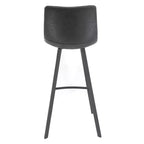 Sgabello da bar LeisureMod Elland con rivestimento in pelle - Sgabello moderno ad altezza bancone con gambe e poggiapiedi in ferro per cucina, bar e pub, set da 2