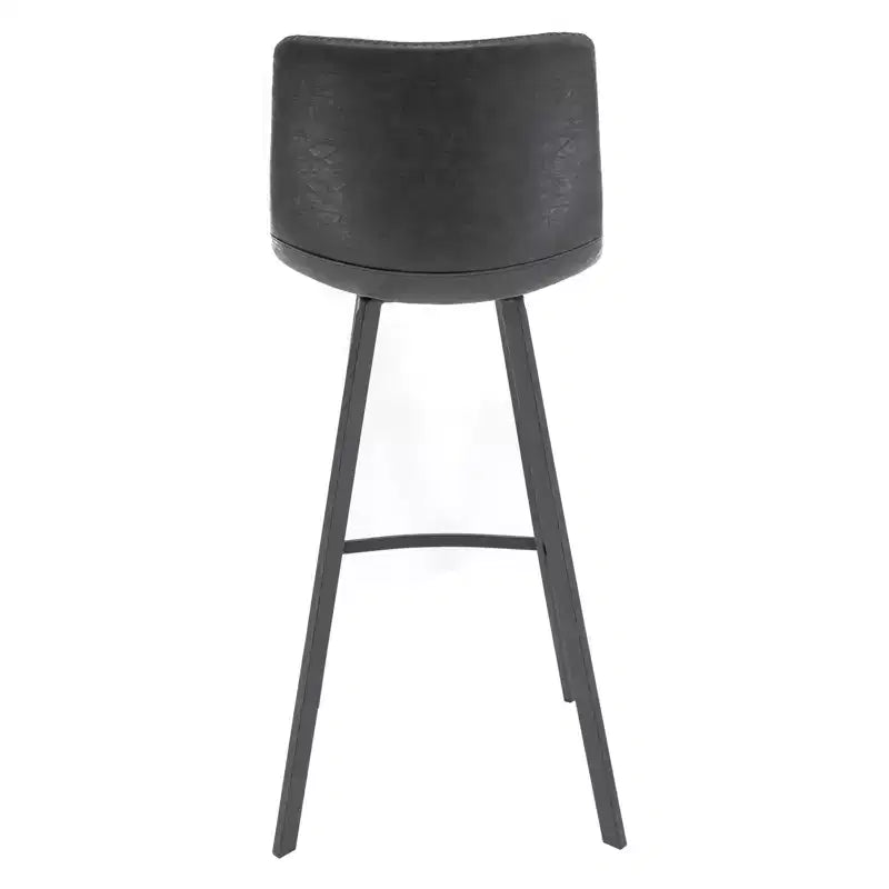 Sgabello da bar LeisureMod Elland con rivestimento in pelle - Sgabello moderno ad altezza bancone con gambe e poggiapiedi in ferro per cucina, bar e pub, set da 2