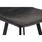 Sgabello da bar LeisureMod Elland con rivestimento in pelle - Sgabello moderno ad altezza bancone con gambe e poggiapiedi in ferro per cucina, bar e pub, set da 2